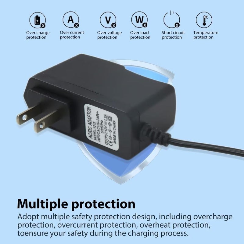 Vicue 9.84ft 12V Black Power Supply Adapter Cord for Yamaha keyboards P45, P48, P105, P115, P121, P125, P128 - Image 4